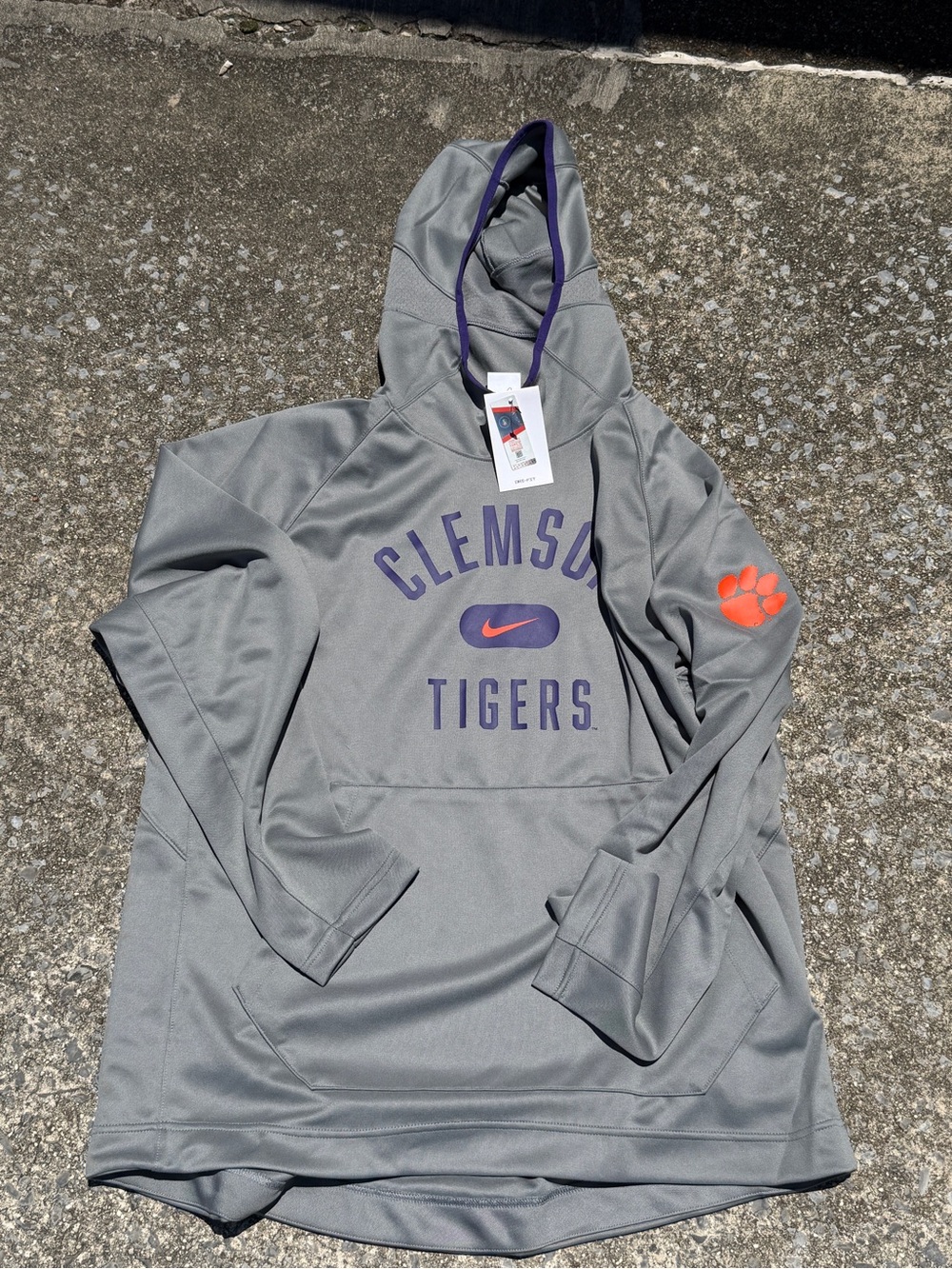 Nike Gray Clemson Tigers Hoodie with Purple and Orange Accents